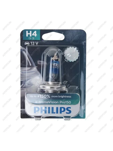Лампа 12V H4 6055W P43t-38 +150% блистер (1шт.) X-Treme Vision Pro 150 PHILIPS