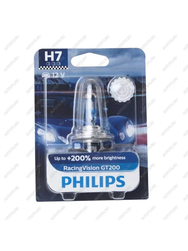 Лампа 12V H7 55W PX26d +200% блистер (1шт.) Racing Vision GT 200 PHILIPS