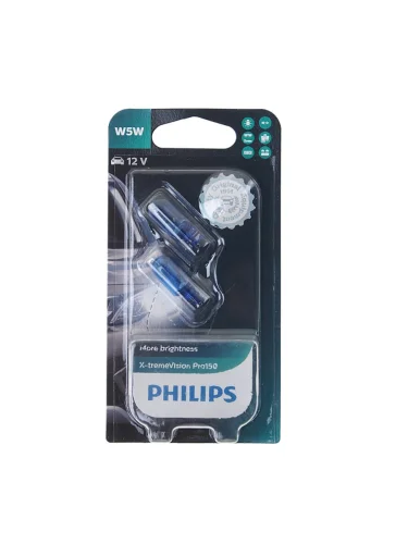 Лампа 12V W5W T10W W2.1х9.5d +150% 3300K блистер (2шт.) X-Treme Vision Pro 150 PHILIPS