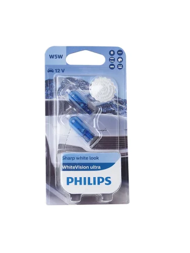 Лампа 12V W5W T10W W2.1х9.5d 4200K блистер (2шт.) White Vision Ultra PHILIPS