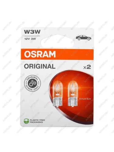 Лампа 12V W3W W2.1x9.5d блистер (2шт.) OSRAM