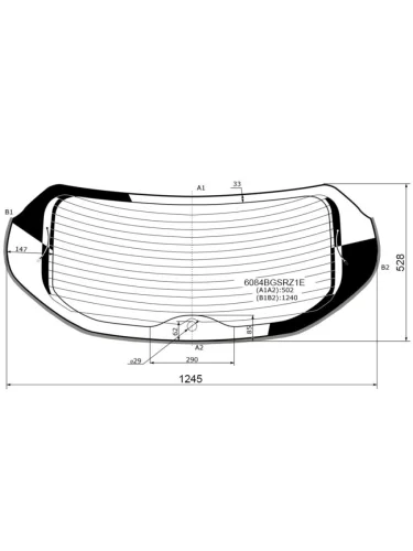 Стекло заднее (Цвет зеленый Обогрев Молдинг Solar Control) Nissan Qashqai 13-22  Rogue Sport 17-
