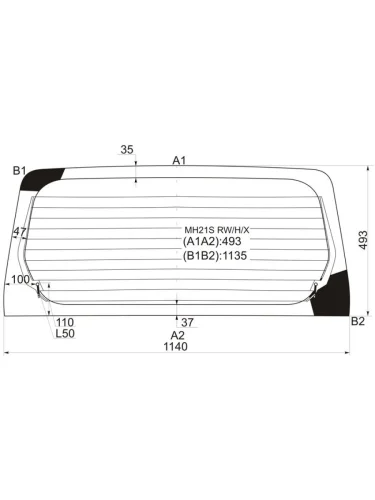 Стекло заднее (Цвет зеленый Обогрев) Mazda AZ-Wagon 03-08  Suzuki Wagon R 03-08