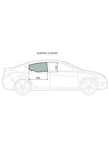 Стекло боковое опускное (Сзади Справа Цвет зеленый) Hyundai Elantra 10-16  Avante 10-15