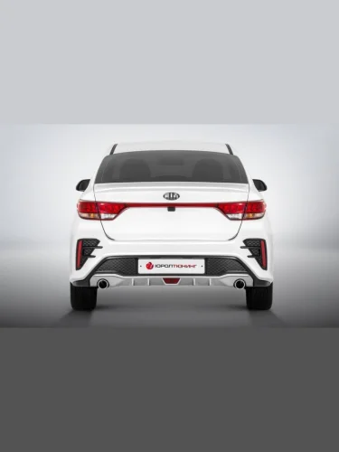 Бампер задний под раздвоенный глушитель РОТОР (без отверстий парктроника) KIA Rio  4 FB (2020-2022) рестайлинг седан