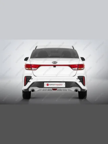 Бампер задний под раздвоенный глушитель РОТОР (с отверстиями под парктроник) KIA Rio  4 FB (2020-2022) рестайлинг седан