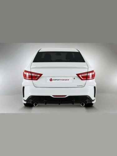 Веста бампер задний  "XMug" под раздвоенный глушитель дорейсталинг с 2015 по 2022 г