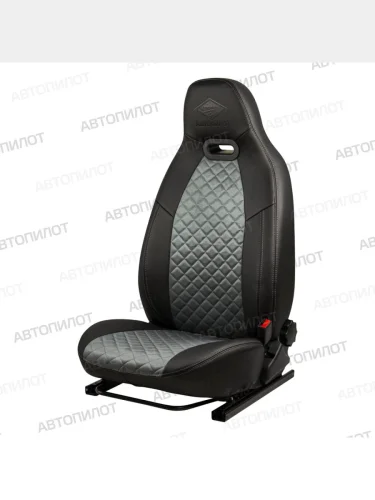 Комплект чехлов сидений (экокожа/алькантара) Автопилот Литой модуль (черный/серый) Haval Jolion рестайлинг (2024-2025)