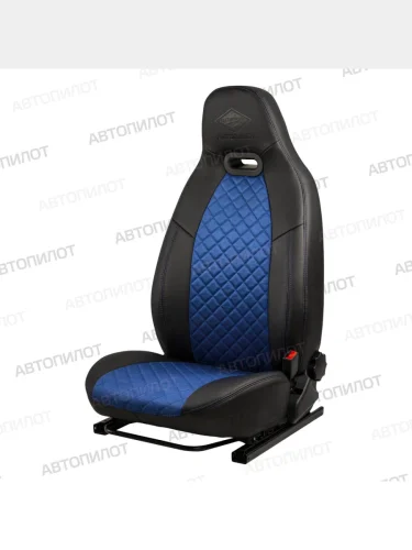 Комплект чехлов сидений (экокожа/алькантара) Автопилот Литой модуль (черный/синий) Haval Jolion рестайлинг (2024-2025)
