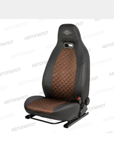 Чехлы сидений (экокожа/алькантара, 40/60) Автопилот Литой Модуль (черный/шоколад) Hyundai Solaris  RBr (2010-2017), KIA Rio  3 QB (2011-2017)