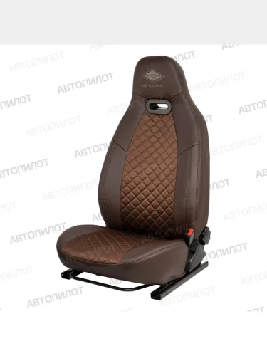 Чехлы сидений (экокожа/алькантара, 40/60) Автопилот Литой Модуль (шоколад) Hyundai Solaris  RBr (2010-2017), KIA Rio  3 QB (2011-2017)