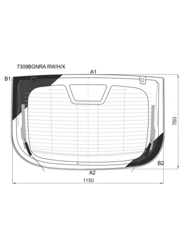 Стекло заднее (Цвет зеленый Обогрев Антенна Молдинг) Renault Arkana 18-  Renault Samsung XM3 19-