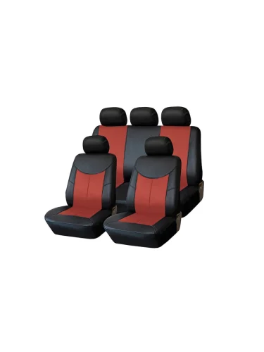 Авточехлы универсальные экокожа черно-красные Style KRAFT