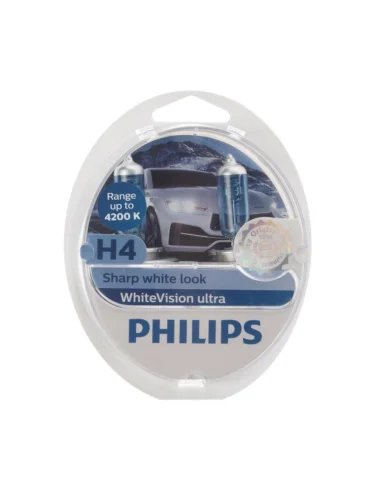 Лампа набор 12V H4 6055W+W5WT105 P43t-38 4200K бокс (2шт.+2шт.) White Vision Ultra PHILIPS