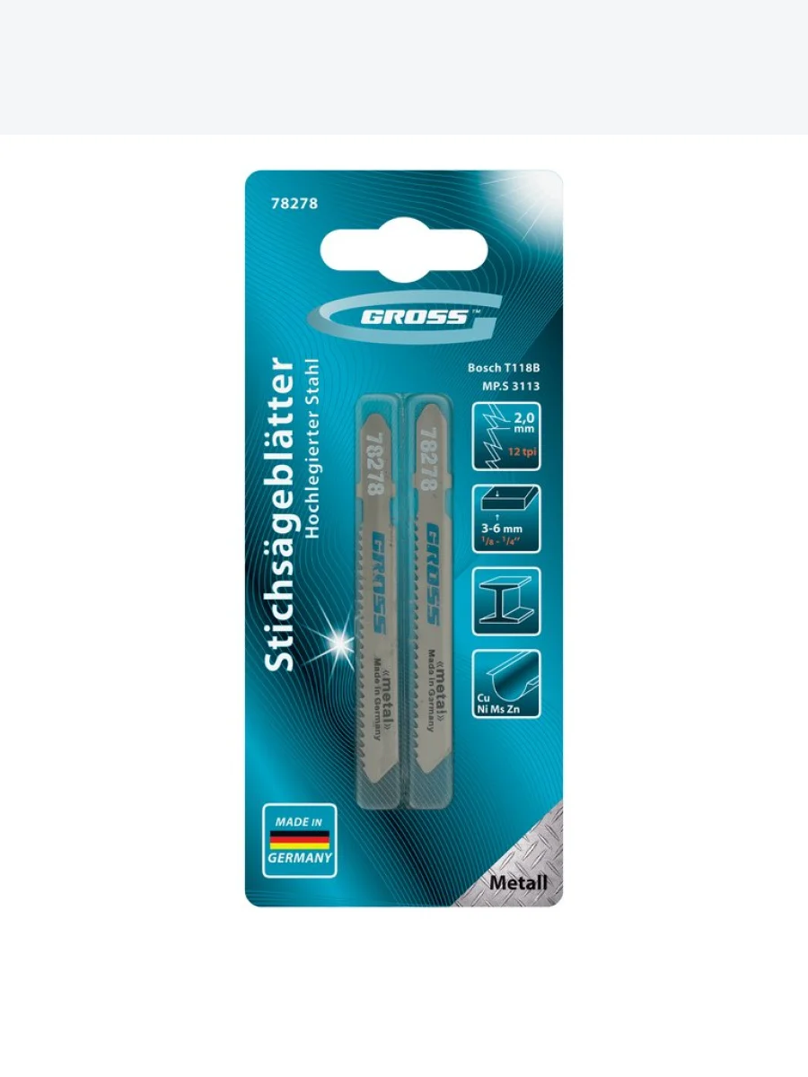 Пилка для лобзика набор 2шт. металл 76мм GROSS  в Керчи Республика Крым