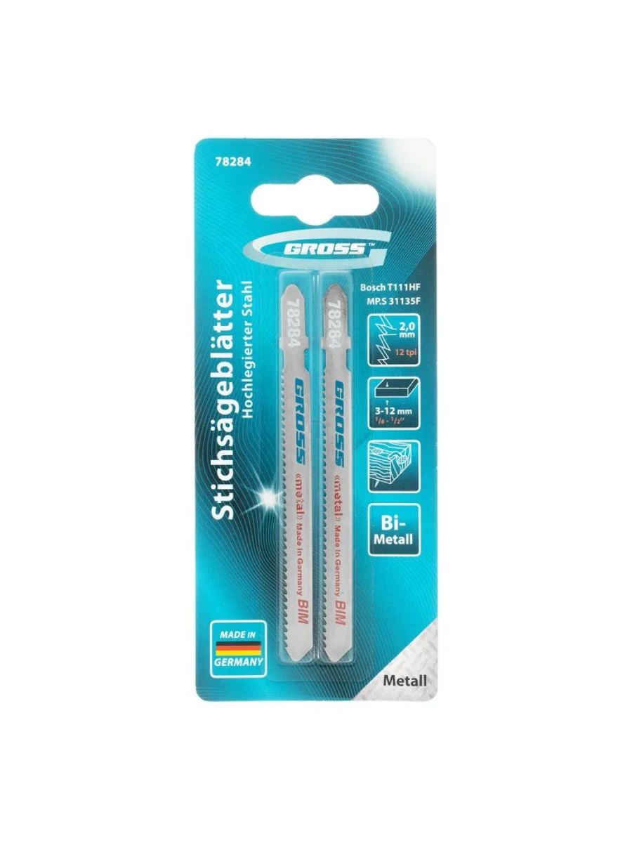 Пилка для лобзика набор 2шт. металл 75мм GROSS  в Керчи Республика Крым