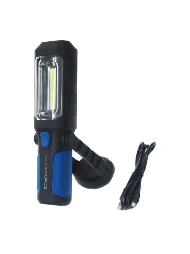 Лампа светодиодная аккумуляторная 4W COB+1W,2 магнита,крючок,180град. ROCKFORCE