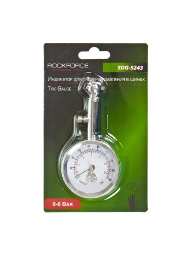 Манометр шинный механический 6атм. в блистере ROCKFORCE