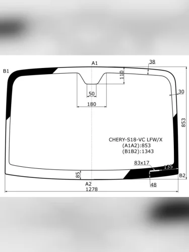 Стекло лобовое Chery indiS S18D 11-16  Riich 09-13