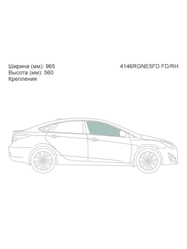 Стекло боковое опускное (Спереди Справа Цвет зеленый Крепления) Hyundai i40 11-17