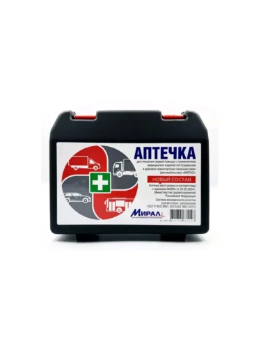 Аптечка автомобильная (Приказ МЗ РФ №260н 24.05.2024 г) средний футляр МИРАЛ