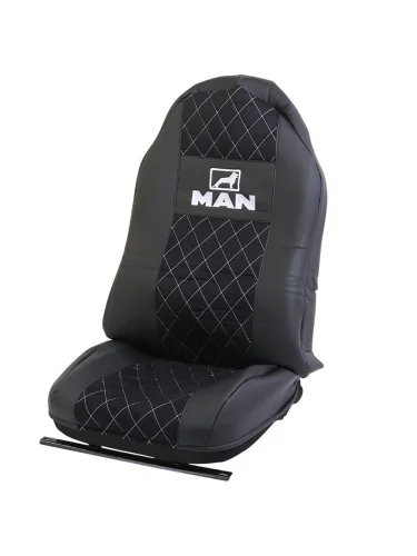 Авточехлы MAN TGM (-16) 1 ремень экокожа-алькантара черные ВИТА ТРАК