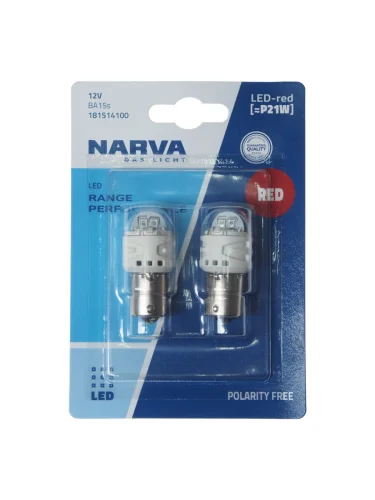 Лампа светодиодная 12V P21W BA15s блистер (2шт.) LED Red RPL2 NARVA