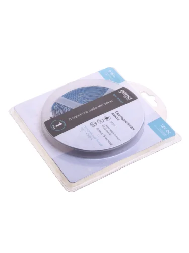 Лента светодиодная гибкая 8W 5м IP20 12V холодный белый (блистер) Basic GAUSS