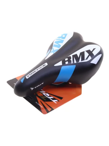 Седло велосипедное детское 230x145мм с замком черно-синее Bmx Style