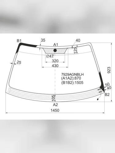 Стекло лобовое (Обогрев щеток) Subaru Legacy 03-09  Outback 03-09