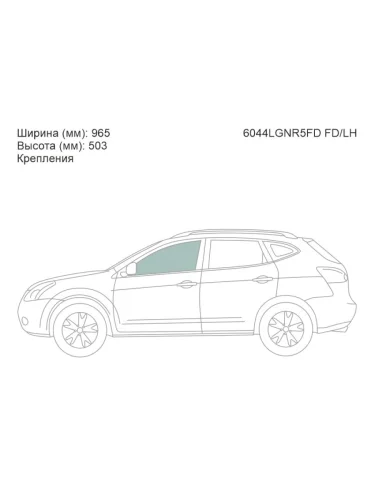 Стекло боковое опускное (Спереди Слева Цвет зеленый Крепления) Nissan Qashqai 06-13  Dualis 07-1