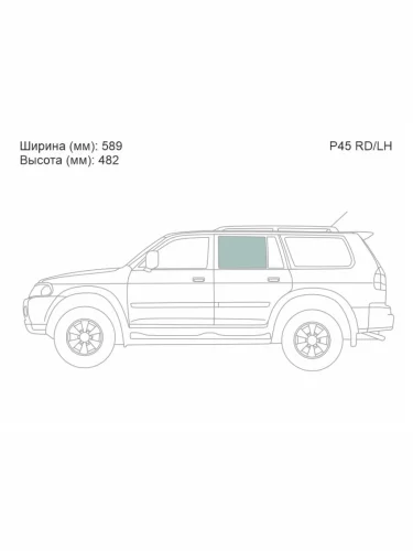 Стекло боковое опускное (Сзади Слева Цвет зеленый) Mitsubishi Pajero Sport 96-08  Challenger 96-0