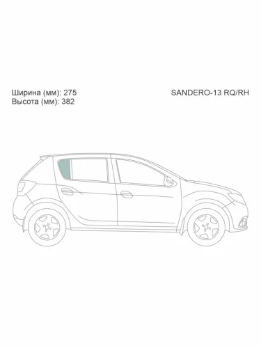 Стекло форточки (Сзади Справа Цвет зеленый) Renault Sandero 14-22 Dacia Sandero 12-19 Sandero