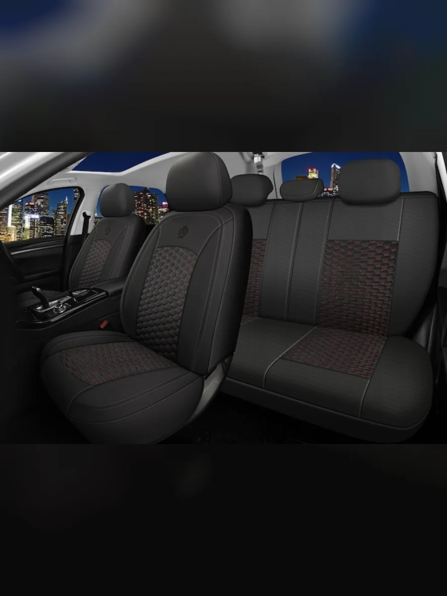 Авточехлы универсальные алькантара-полиэстер черно-красные (9 предм.) Silver PREMIER  в Керчи Республика Крым