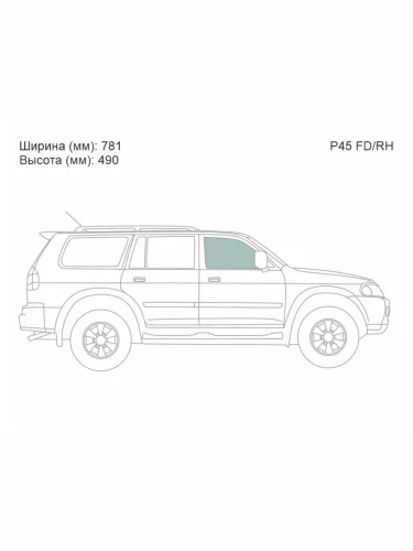 Стекло боковое опускное (Спереди Справа Цвет зеленый) Mitsubishi L200 96-06  Pajero Sport 96-08 