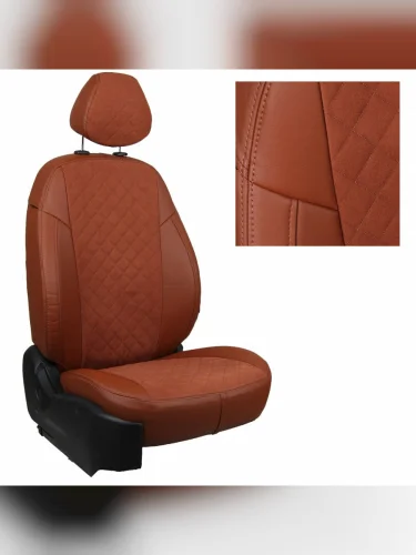 Комплект чехлов на сиденья Toyota Land Cruiser Prado 120 (5 мест) с 02-09г.Алькантара ромбКоричневый + Коричневый