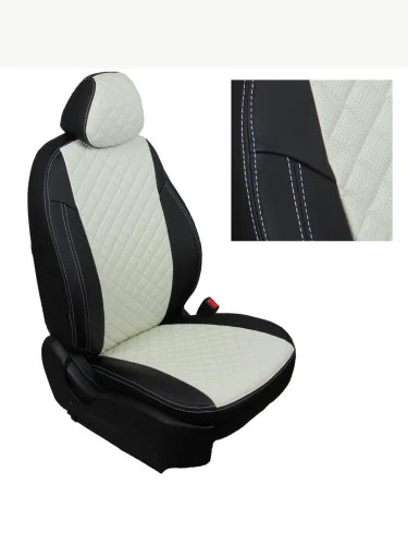 Комплект чехлов на сиденья Toyota Matrix  Pontiac Vibe с 02-08г.РомбЧерный + Белый