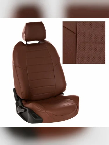 Комплект чехлов на сиденья UAZ Patriot c 20г.  Pickup c 20г. (комплектации Comfort  Luxe)ЭкокожаТемно-коричневый + Темно-коричневый
