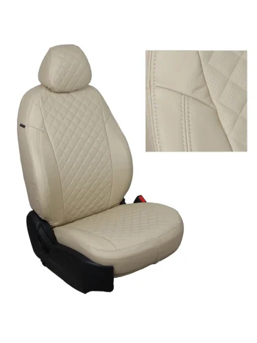 Комплект чехлов на сиденья UAZ Patriot c 20г.  Pickup c 20г. (комплектации Comfort  Luxe)РомбБежевый + Бежевый