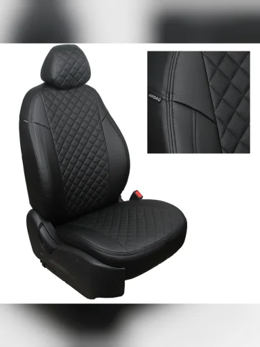 Комплект чехлов на сиденья Renault Sandero I (4060) с 09-14г.  Duster с 11-15г.  Nissan Terrano III с 12г. (без подушек безопасности)РомбЧерный + Черный