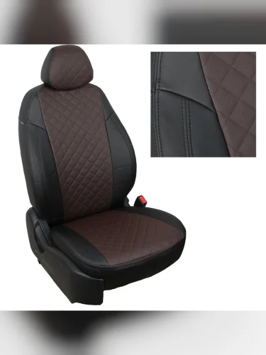 Комплект чехлов на сиденья Renault Sandero I (4060) с 09-14г.  Duster с 11-15г.  Nissan Terrano III с 12г. (без подушек безопасности)РомбЧерный + Шоколад