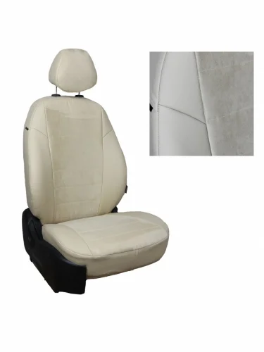 Комплект чехлов на сиденья Renault Sandero I (4060) с 09-14г.  Duster с 11-15г.  Nissan Terrano III с 12г. (без подушек безопасности)АлькантараБежевый + Бежевый