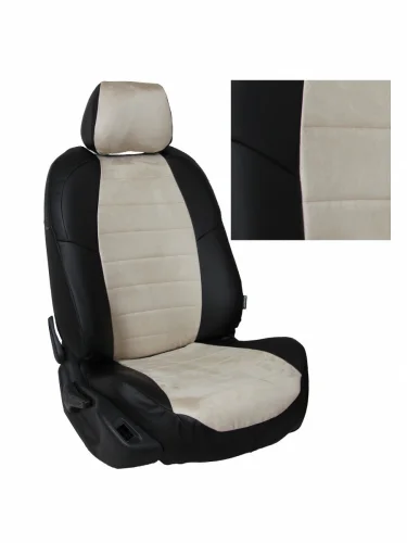 Комплект чехлов на сиденья Volkswagen Jetta V Sd c 05-11г.  Golf V и VI с 03-12г.АлькантараЧерный + Бежевый