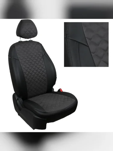 Комплект чехлов на сиденья Volkswagen Jetta V Sd c 05-11г.  Golf V и VI с 03-12г.Алькантара ромбЧерный + Темно-серый