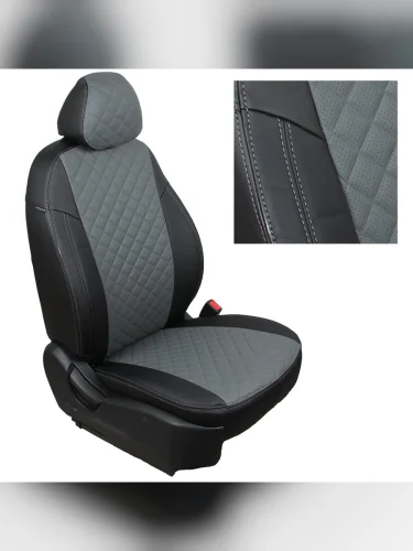 Комплект чехлов на сиденья Hyundai Elantra VII (CN7) с 20г.РомбЧерный + Серый