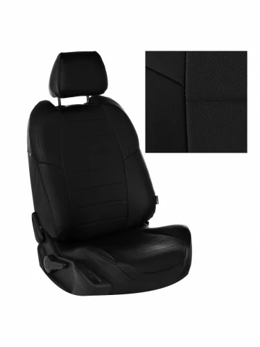 Комплект чехлов на сиденья Volkswagen Polo Sd (4060) с 10-20г.ЭкокожаЧерный + Черный
