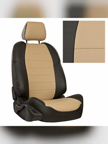 Комплект чехлов на сиденья Mitsubishi ASX с 10г. Citroen C4 Aircross с 12-15г. Peugeot 4008 с 12г.ЭкокожаЧерный + Бежевый