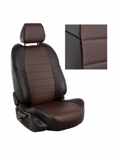 Комплект чехлов на сиденья Mitsubishi ASX с 10г.  Citroen C4 Aircross с 12-15г.  Peugeot 4008 с 12г.ЭкокожаЧерный + Шоколад