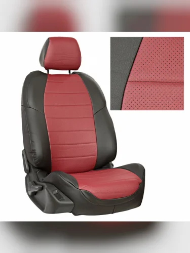 Комплект чехлов на сиденья Hyundai Solaris II Sd  Kia Rio IV SdHb (X-Line  X) (4060) с 17г.ЭкокожаЧерный + Бордовый