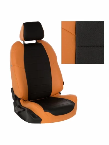 Комплект чехлов на сиденья Hyundai Solaris II Sd  Kia Rio IV SdHb (X-Line  X) (4060) с 17г.ЭкокожаОранжевый + Черный